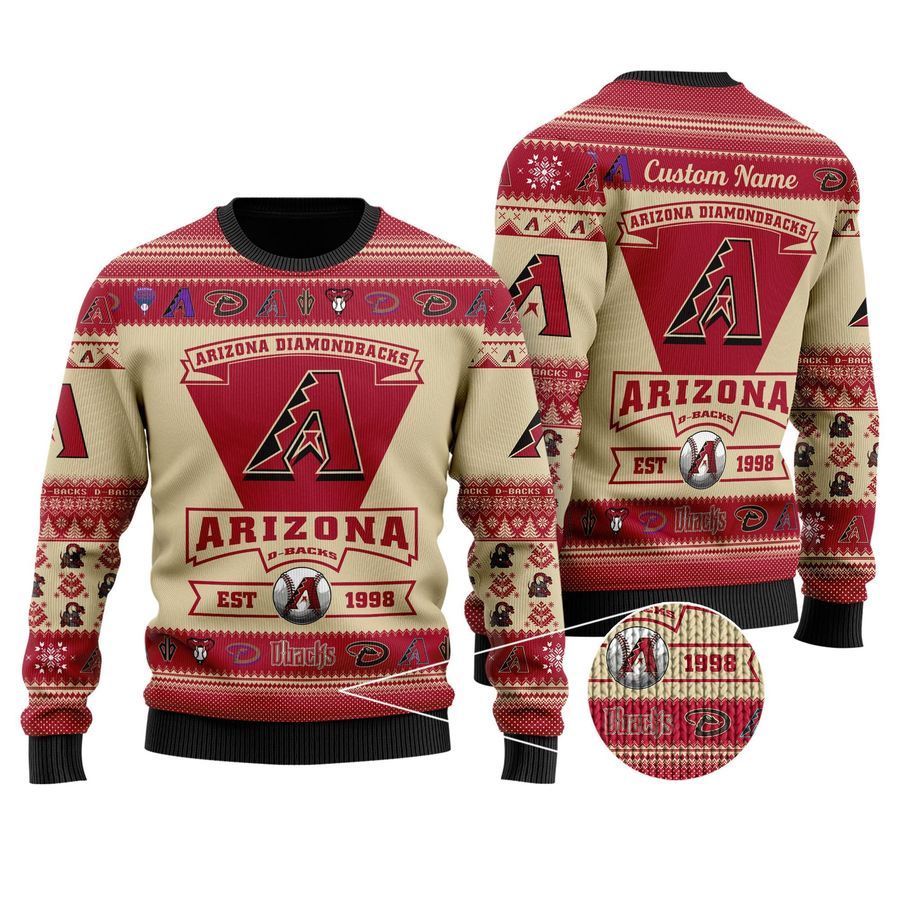 Arizona Diamondbacks Football Team Logo Personalized Ugly Christmas Sweater Ugly