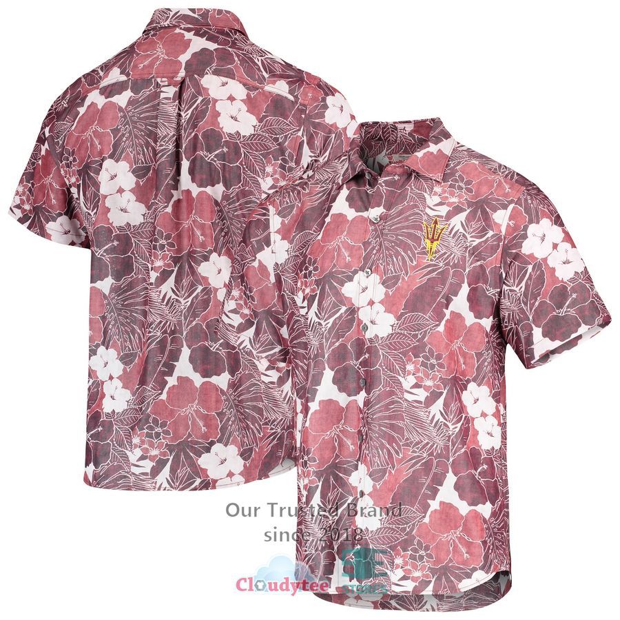 Arizona State Sun Devils Tommy Bahama Coconut Point Playa Flora IslandZone Maroon Hawaiian Shirt – LIMITED EDITION