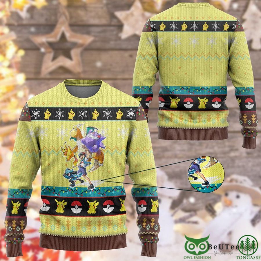Ash's Poke Custom Imitation Knitted Ugly Sweater