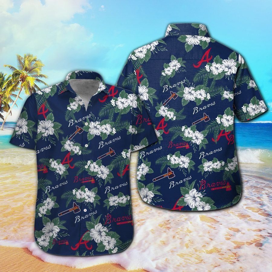 Atlanta Braves Short Sleeve Button Up Tropical Aloha Hawaiian Shirts For Men Women