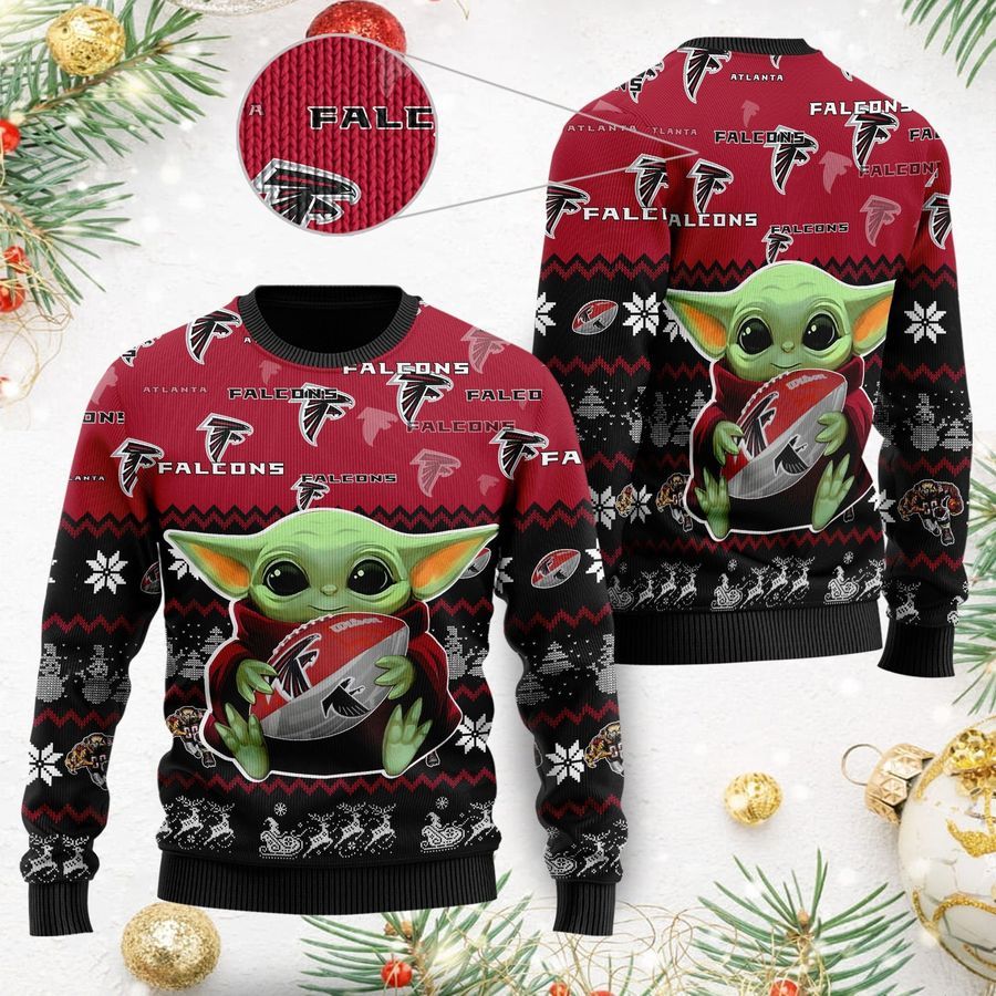 Atlanta Falcons Baby Yoda Ugly Christmas Sweater Ugly Sweater Christmas