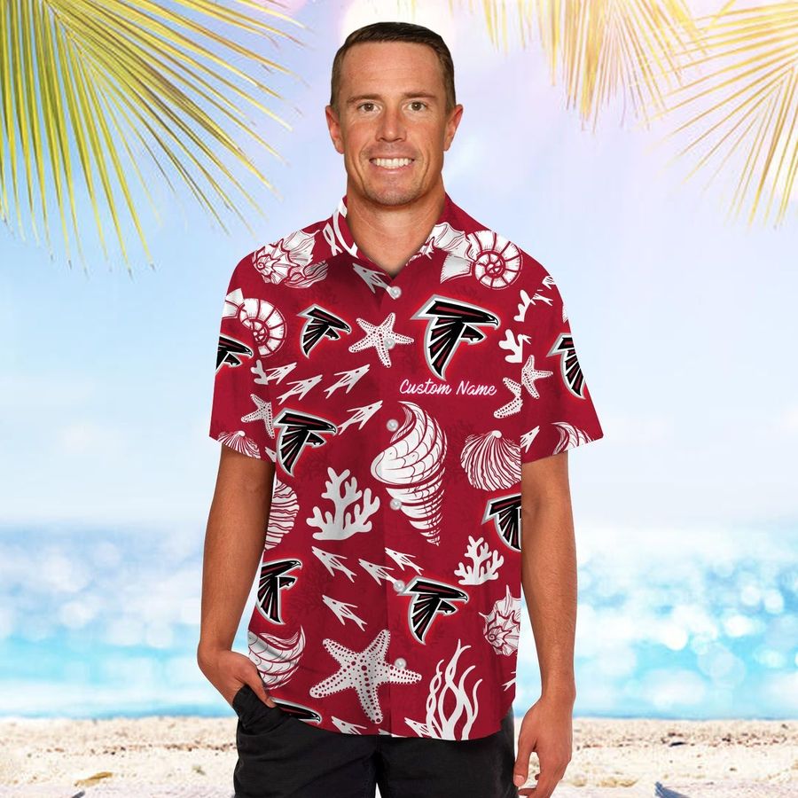 Atlanta Falcons Custom Name Men Women Short Sleeve Button Up Tropical Aloha Hawaiian Shirts For Men Women