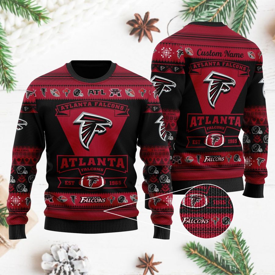 Atlanta Falcons Football Team Logo Custom Name Personalized Ugly Christmas Sweater, Ugly Sweater, Christmas Sweaters, Hoodie, Sweatshirt, Sweater