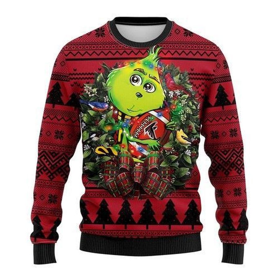 Atlanta Falcons Grinch Hug Ugly Christmas Sweater All Over Print