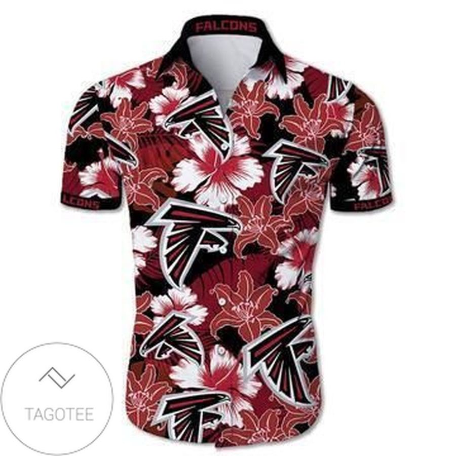 Atlanta Falcons Hawaiian 3d Shirt Tropical Flower Short Sleeve Slim Fit Body