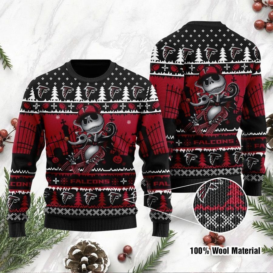 Atlanta Falcons Jack Skellington Halloween Ugly Christmas Sweater Ugly Sweater