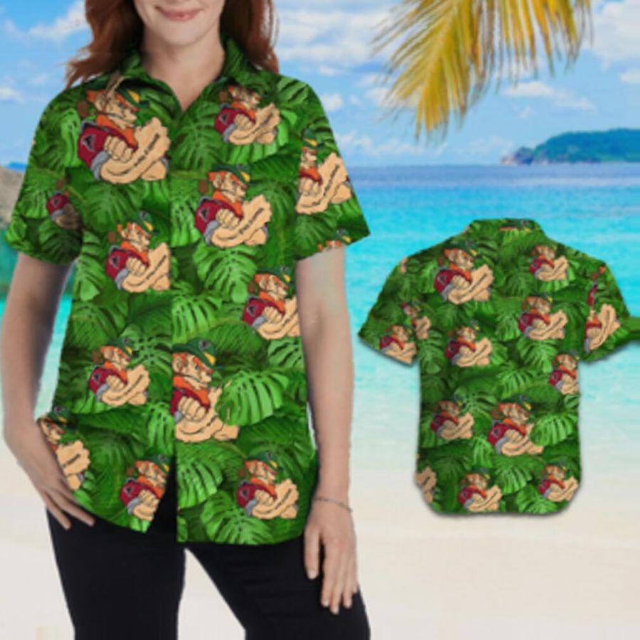 Atlanta Falcons Leprechaun St Patricks Day Women Aloha Button Up Hawaiian Shirts