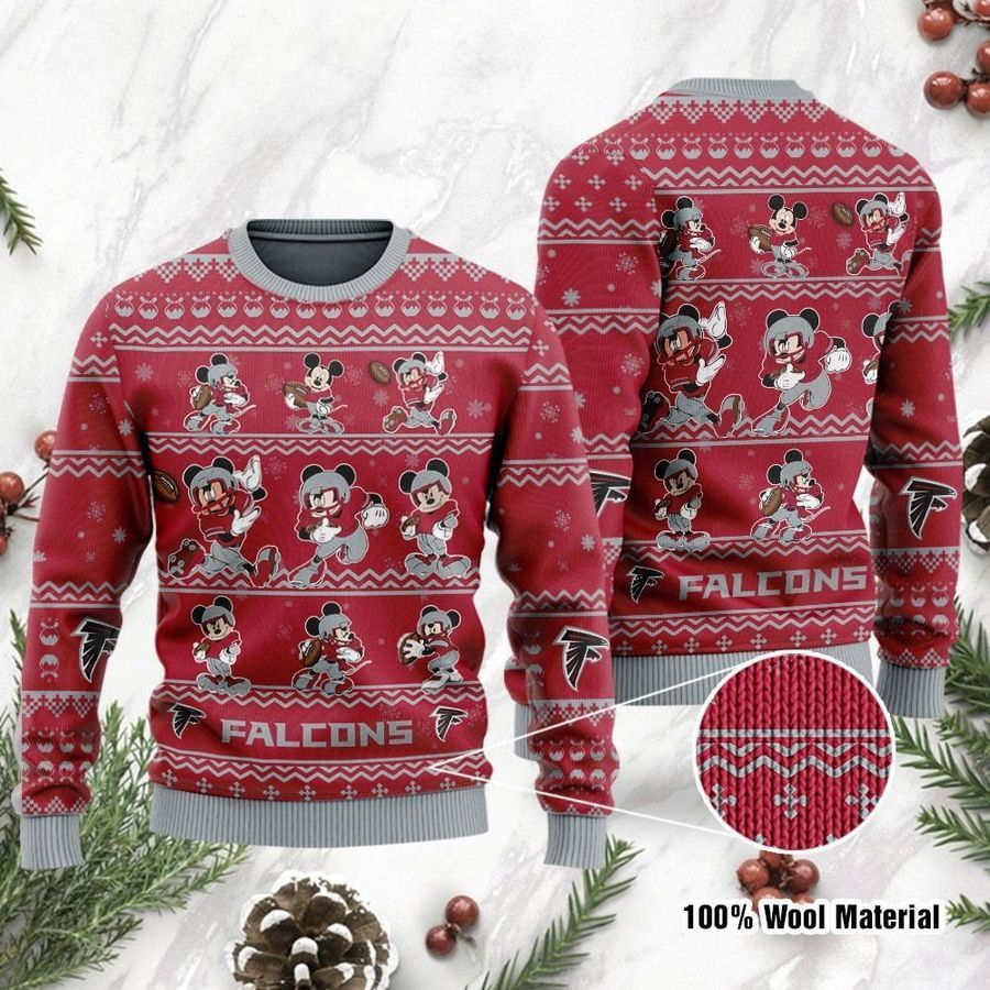 Atlanta Falcons Mickey Mouse Holiday Party Ugly Christmas Sweater Ugly