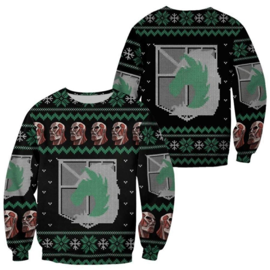 Attack On Titan Anime Military Badged Police Ugly Sweater