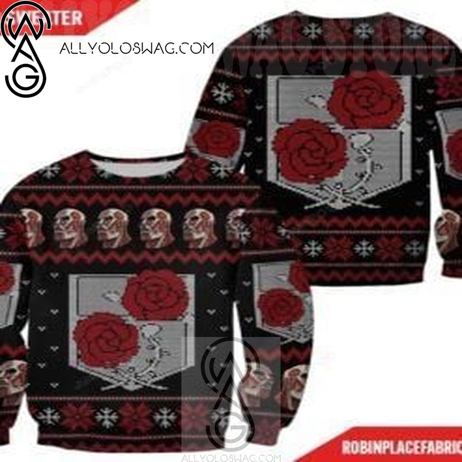 Attack On Titan Garrison Holiday Party Ugly Christmas Sweater