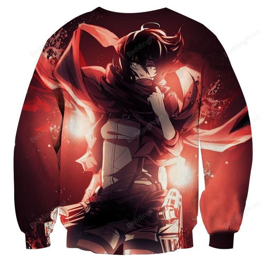 Attack On Titan Red Mikasa Ugly Christmas Sweater, All Over Print Sweatshirt