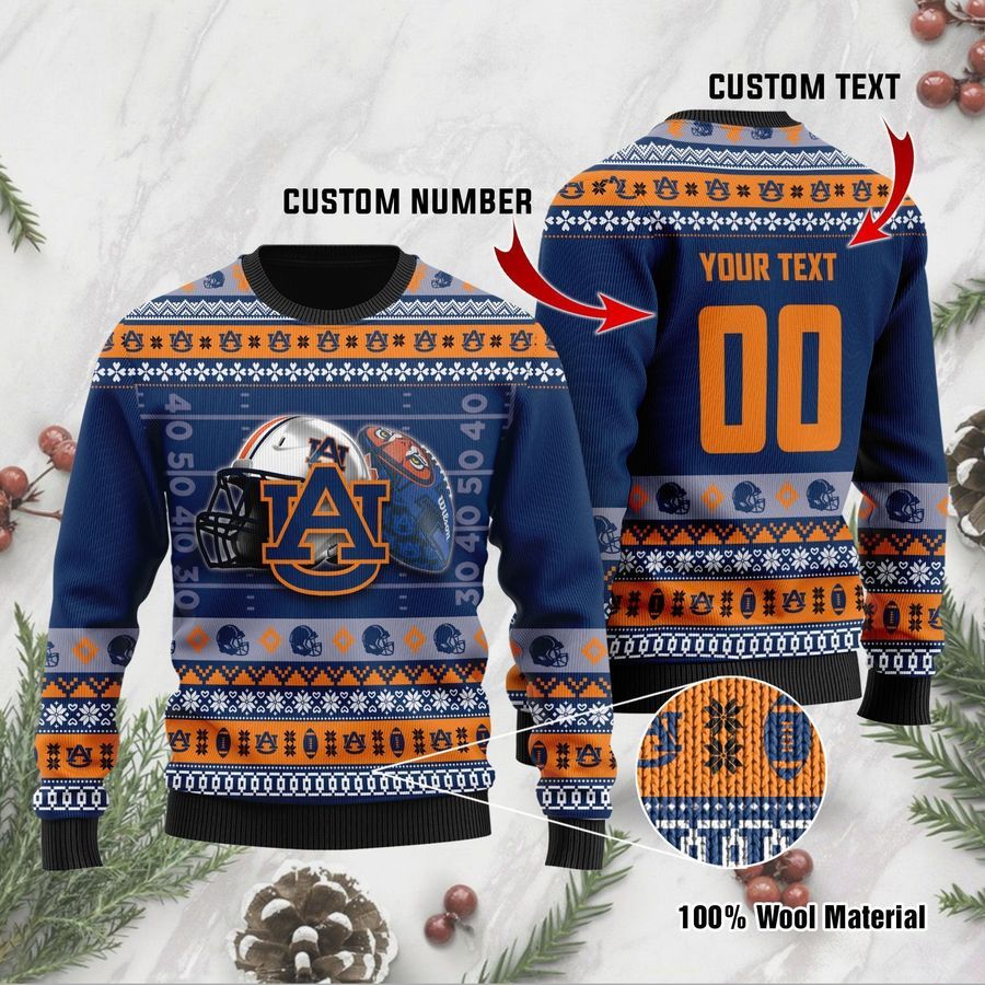 Auburn Tigers Custom Name  Number Personalized Ugly Christmas Sweater