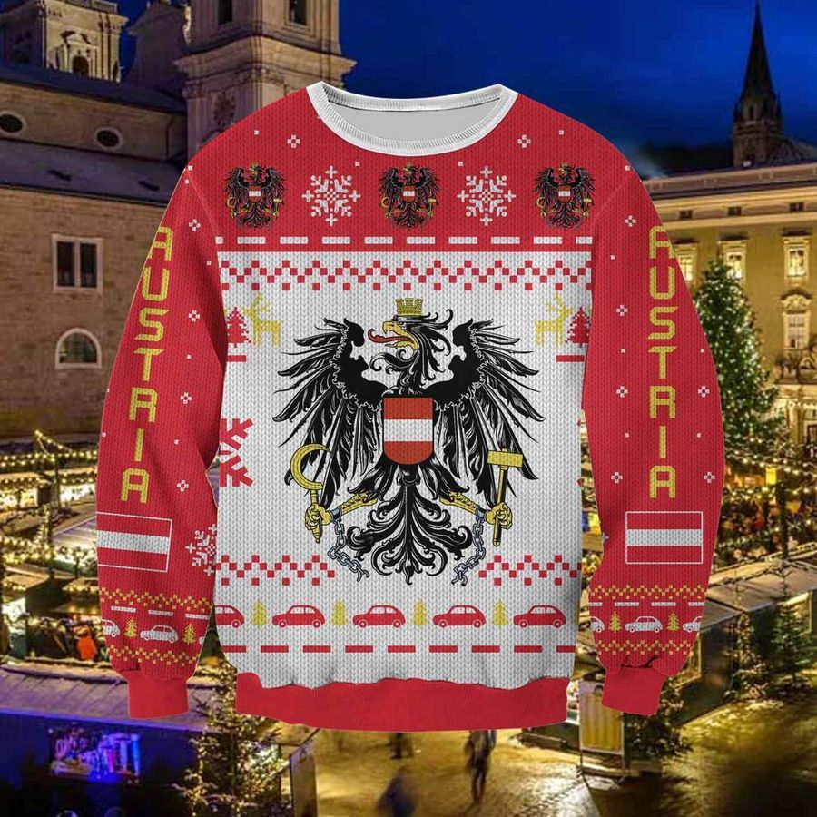 Austria 3D All Over Print Ugly Christmas Sweater Hoodie All Over Printed Cint10378, All Over Print, 3D Tshirt, Hoodie, Sweatshirt, Long Sleeve