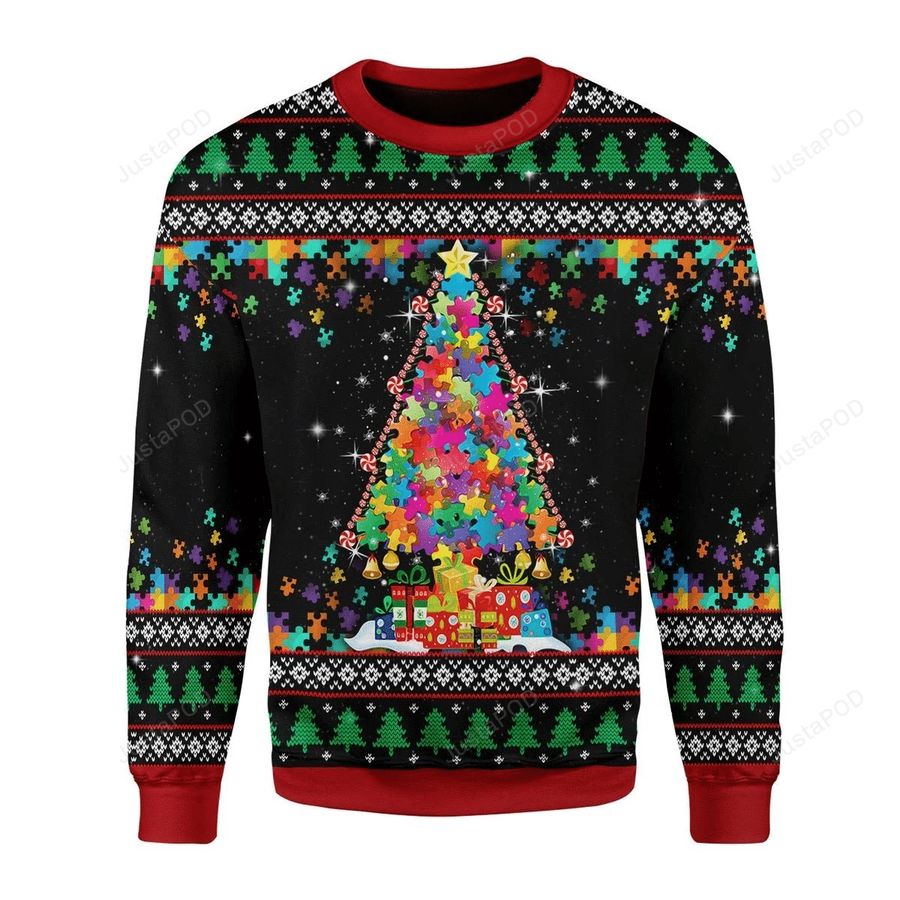 Autism Christmas Tree Ugly Christmas Sweater, All Over Print Sweatshirt, Ugly Sweater, Christmas Sweaters, Hoodie, Sweater
