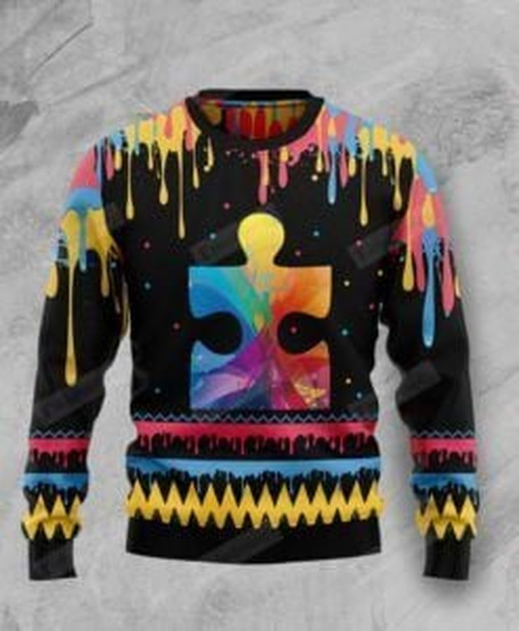 Autism Colorful Beauty Ugly Christmas Sweater, All Over Print Sweatshirt