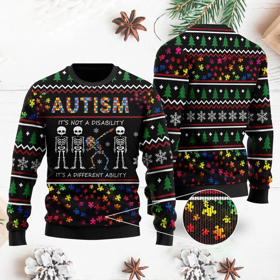 Autism Is Not Disability Ugly Christmas Sweater - 55