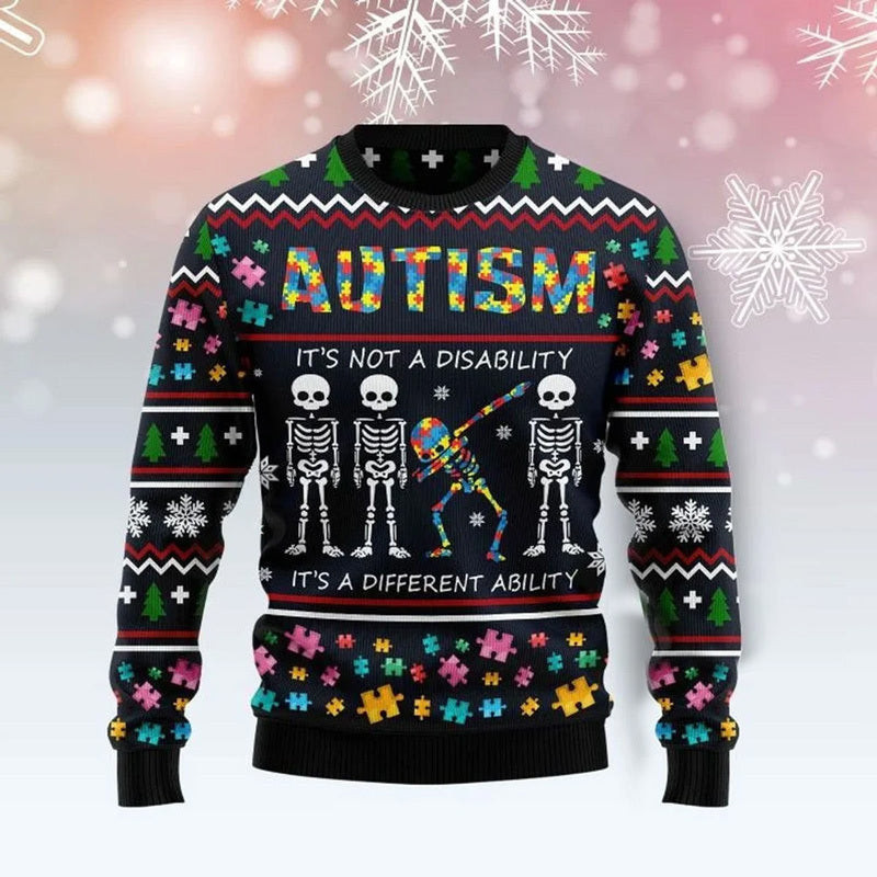 Autism Skeleton Ugly Sweater