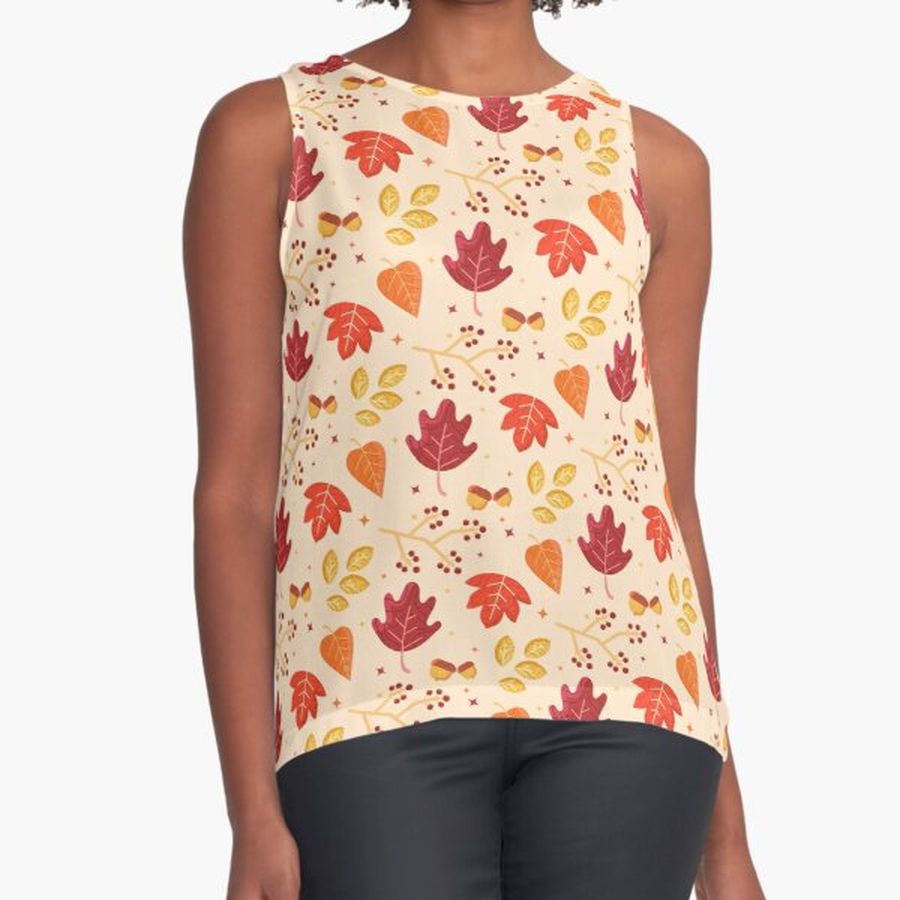Autumn Is Coming Fall Leaves Pattern Sleeveless Top