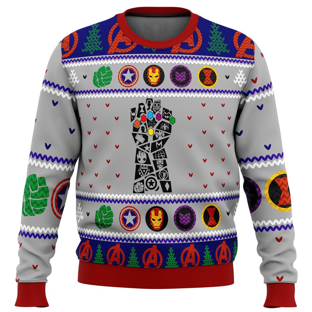 Avengers Gauntlet Ugly Sweater Gifts, Avengers Gauntlet Gift Fan Ugly Sweater.png