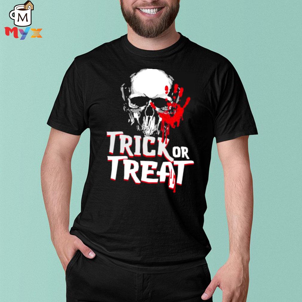 Awesome skull blood trick or treat halloween illustration shirt