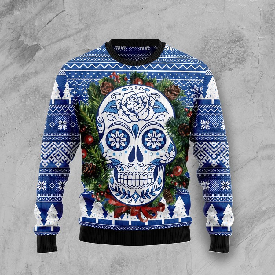 Awesome Sugar Skull G5106 Ugly Christmas Sweater unisex womens & mens, couples matching, friends, funny family ugly christmas holiday sweater gifts (plus size available) - Personalizedwitch - 720
