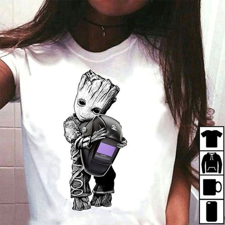 Baby Groot Hug Welding Mask T Shirt White A3 Luzw3 Size S Up To 5XL