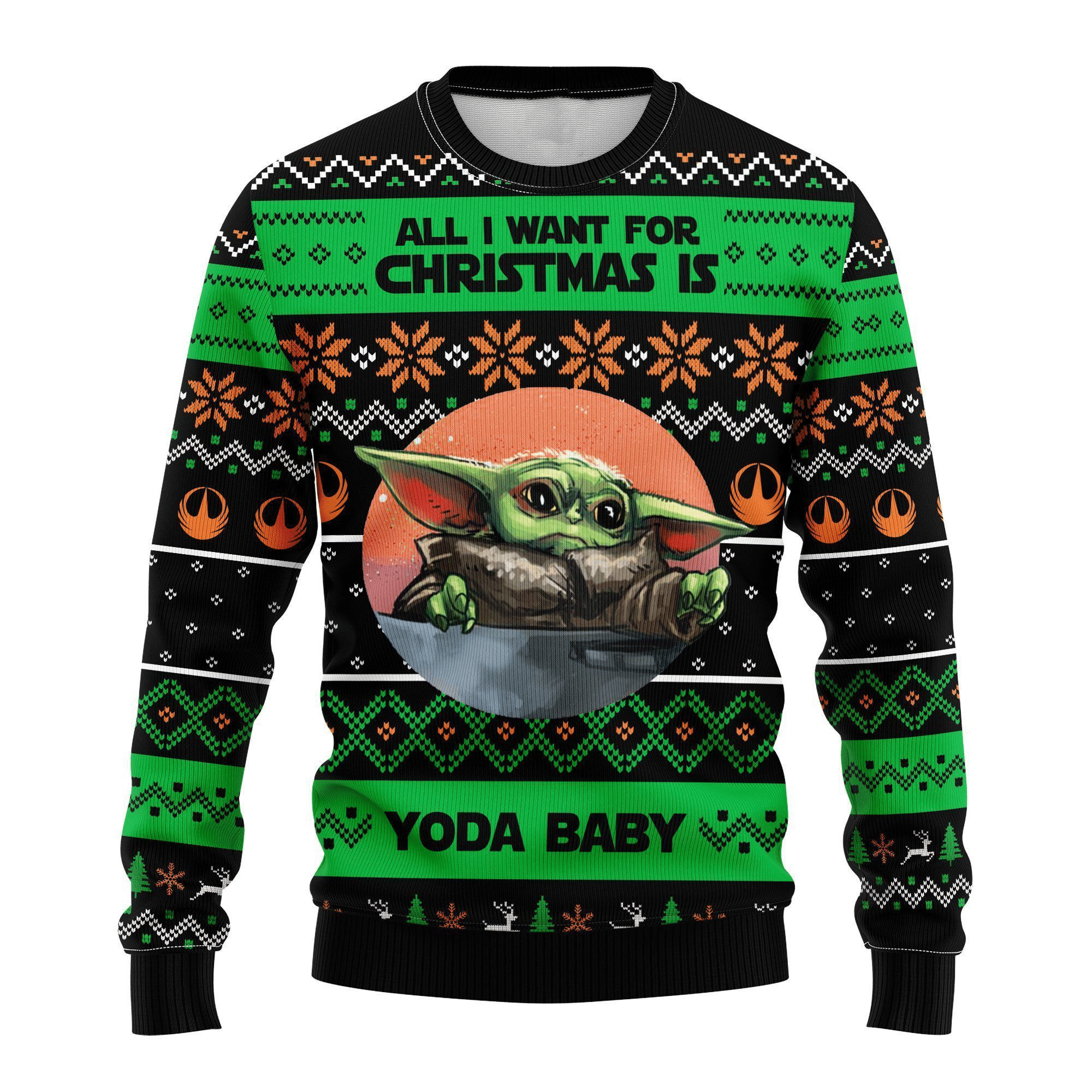 Baby Yoda All I Want For Christmas Ugly Sweater Gifts, Baby Yoda Gift Fan Ugly Sweater.png