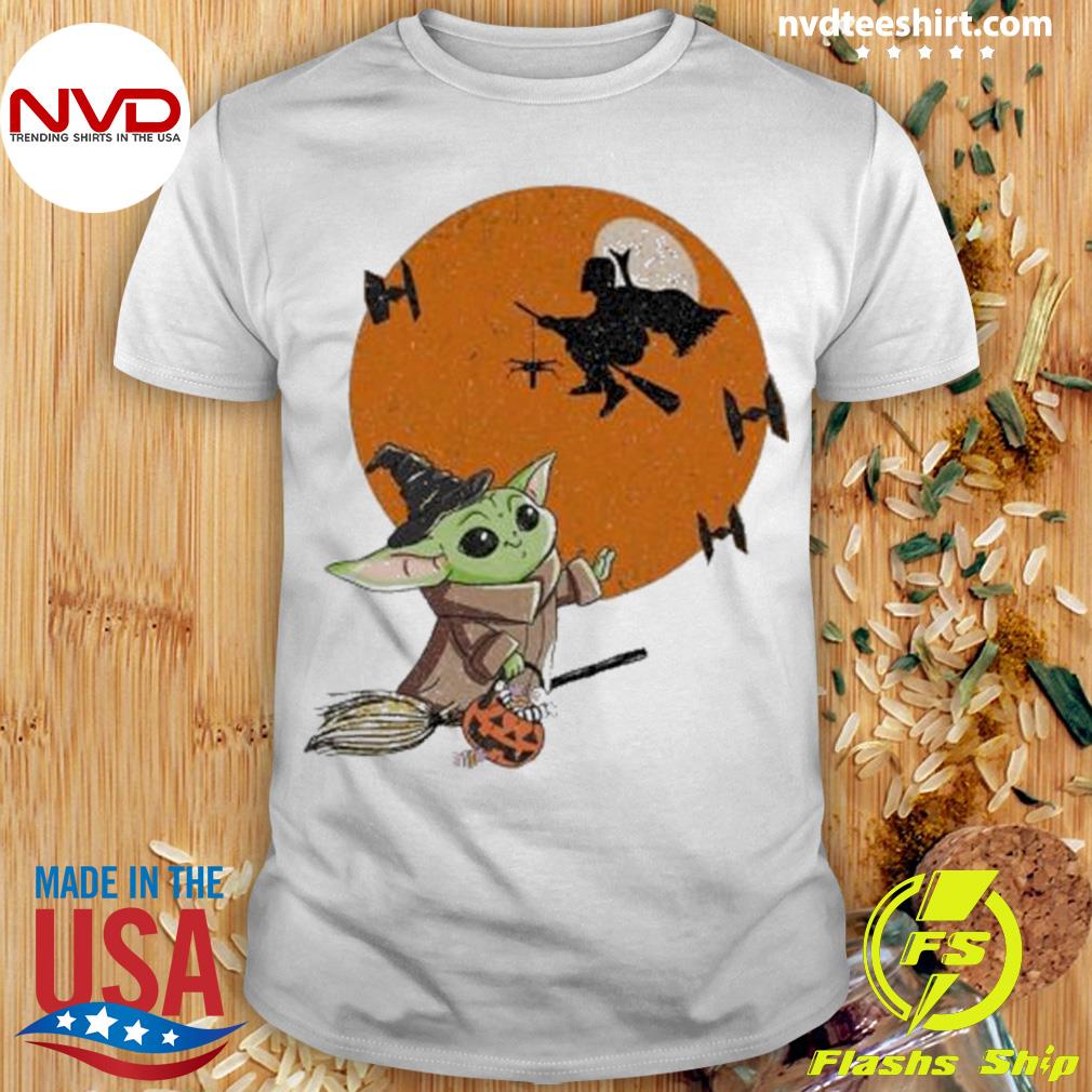 Baby Yoda And The Mandalorian Witch Costume 2022 Shirt