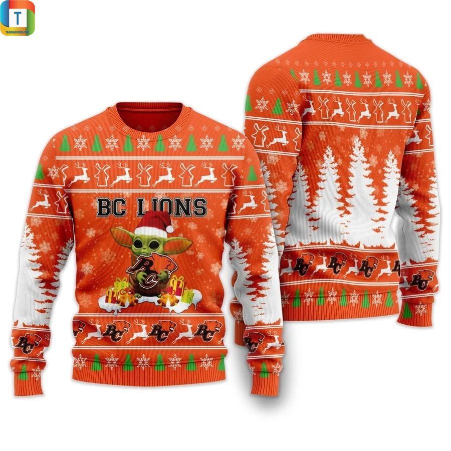 Baby yoda BC Lions christmas ugly sweater, Ugly Sweater, Christmas Sweaters, Hoodie, Sweater