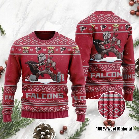 Baby Yoda Boba Fett The Mandalorian Atlanta Falcons Ugly Christmas Sweater Sweatshirt
