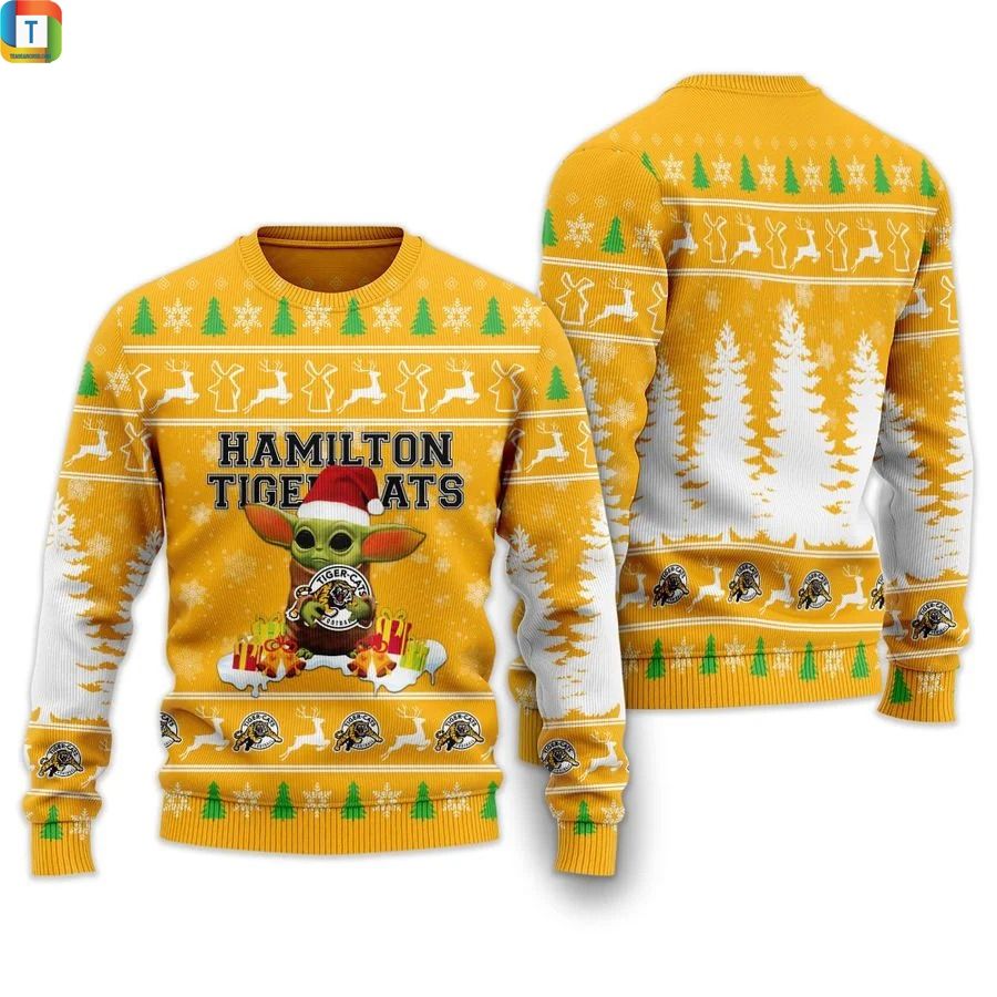 Baby yoda hamilton tiger cats christmas ugly sweater, Ugly Sweater, Christmas Sweaters, Hoodie, Sweater