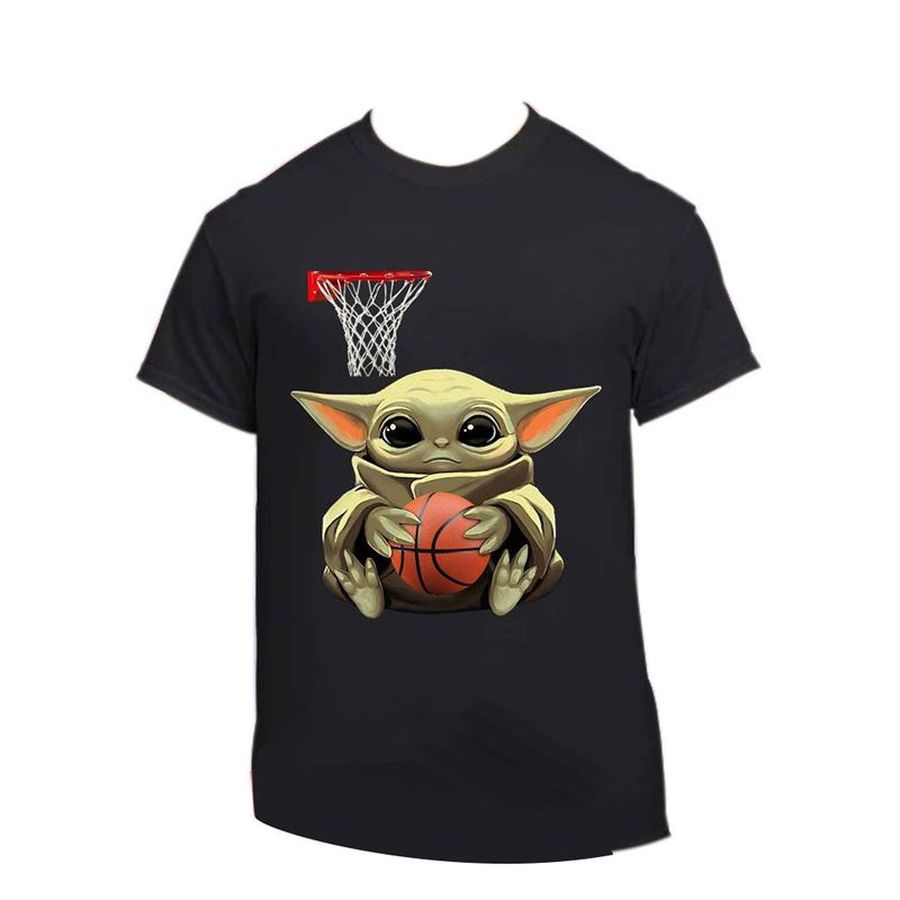 Baby Yoda Hug Basketball T Shirt Black Cltep Size S Up To 5XL
