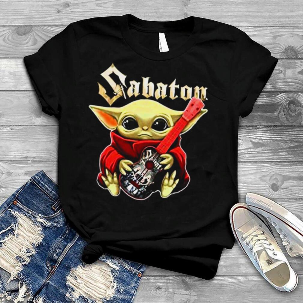 Baby Yoda Hug Sabaton Guitaraaabl Lilbeck shirt