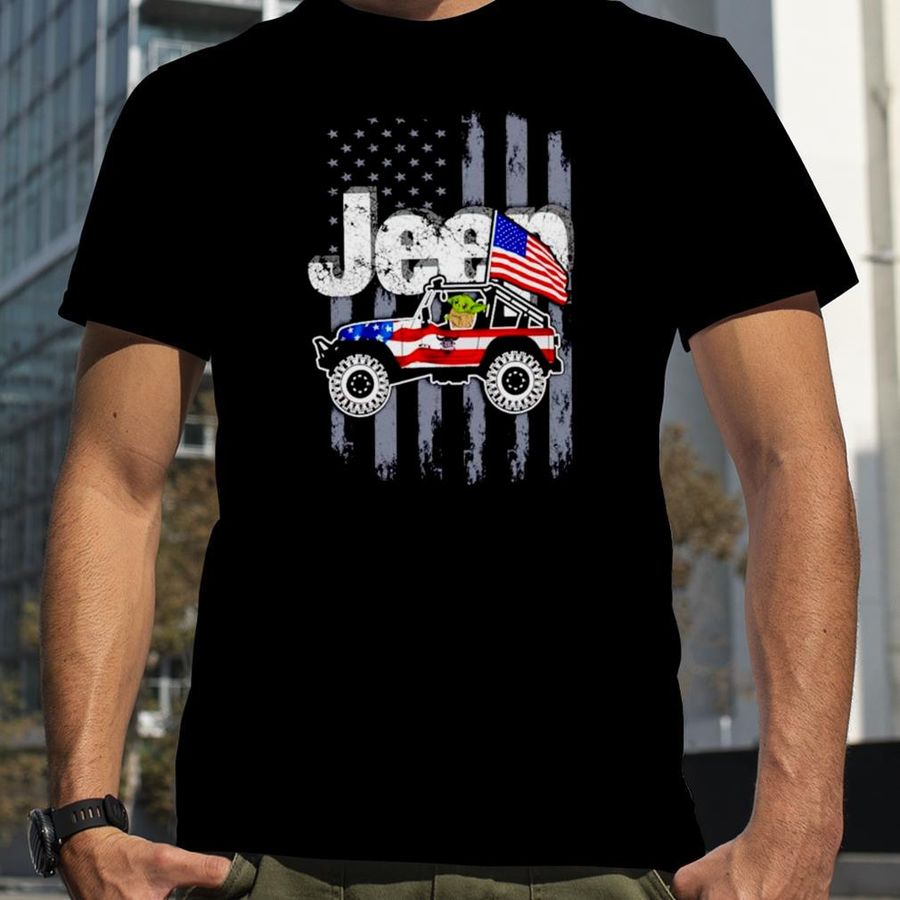 Baby Yoda jeep American flag shirt