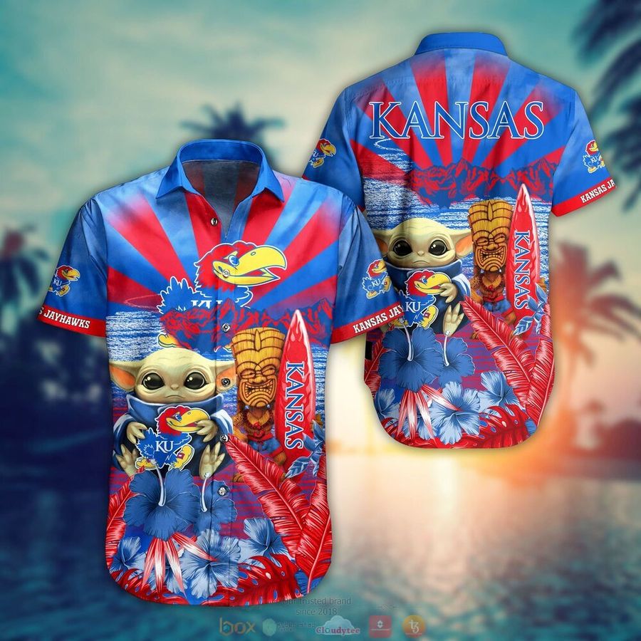 Baby Yoda Kansas Jayhawks Hawaiian Shirt