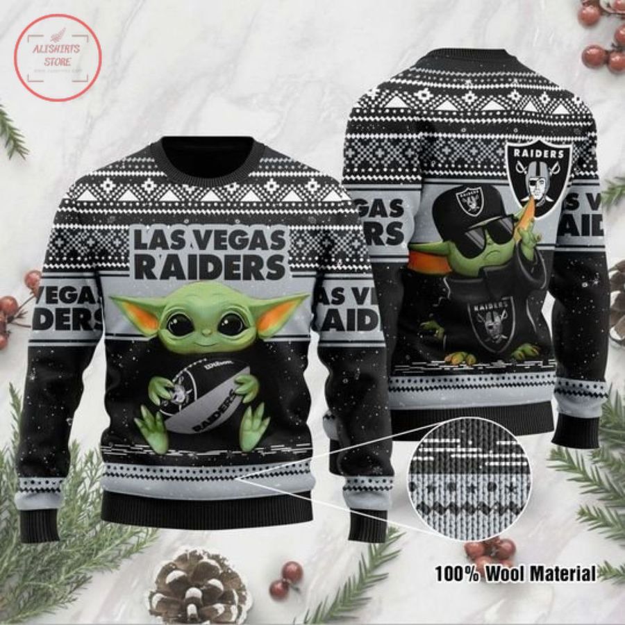 Baby Yoda Las Vegas Raiders Christmas For Fans Ugly Christmas Sweater, All Over Print Sweatshirt, Ugly Sweater, Christmas Sweaters, Hoodie, Sweater