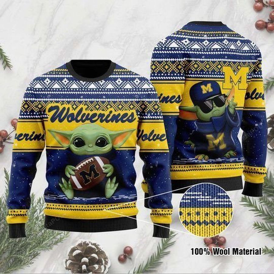 Baby Yoda Michigan Wolverines Ugly Christmas Sweater Ugly Sweater Christmas