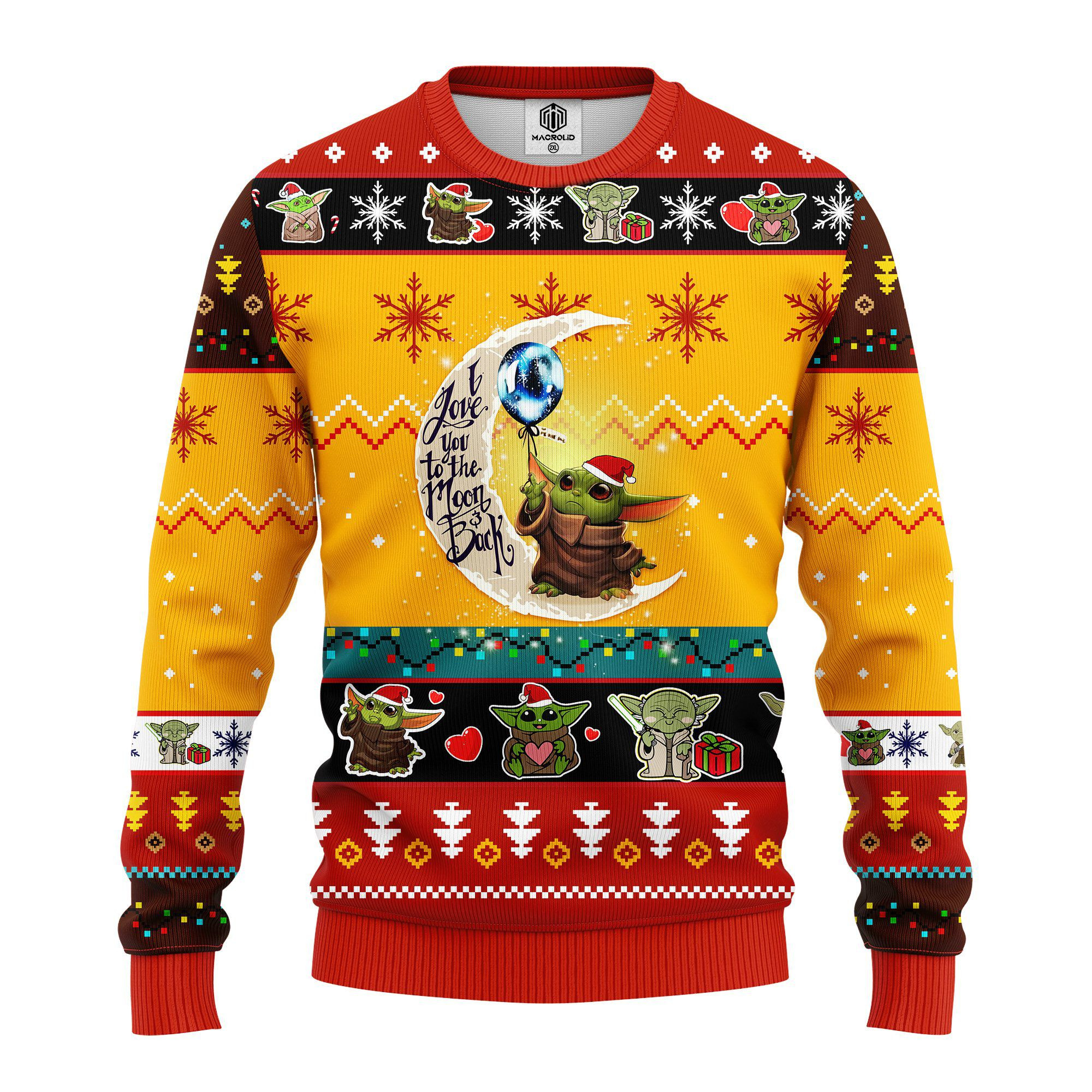 Baby Yoda Moon And Back Cute Ugly Sweater