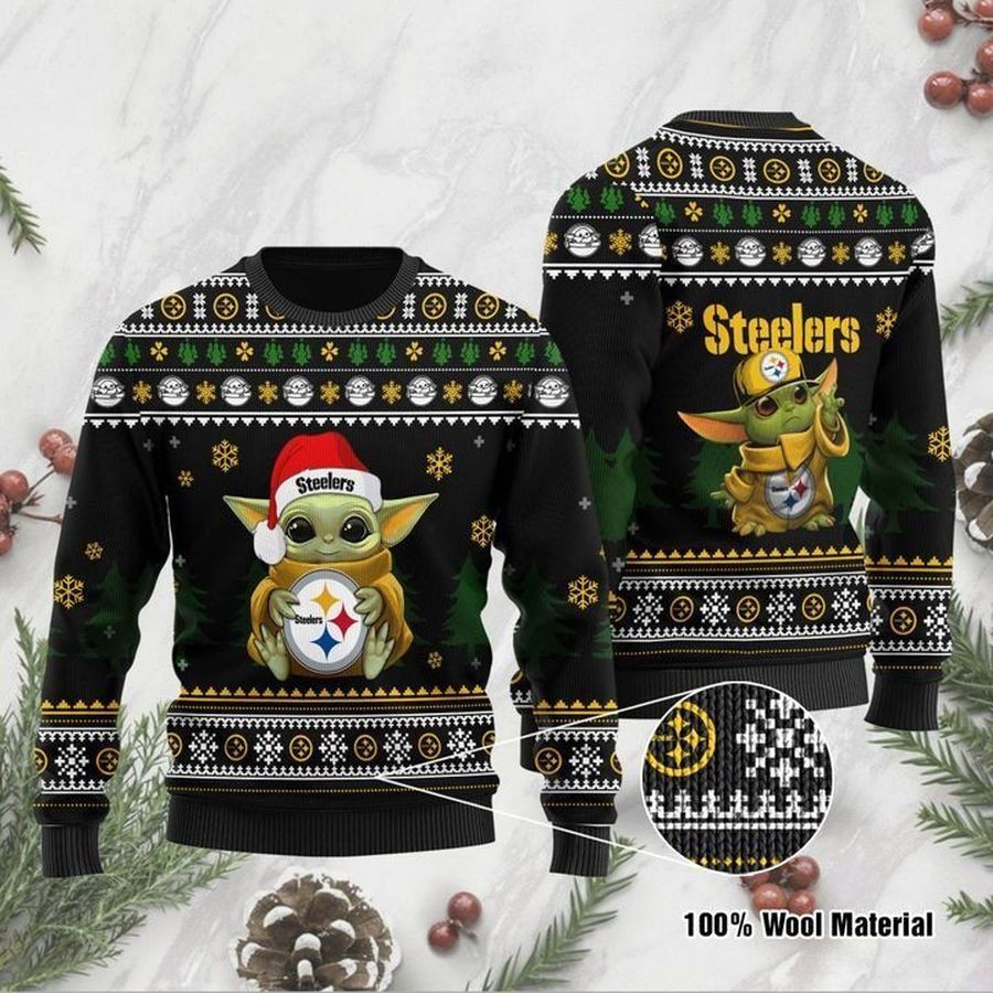 Baby Yoda Pittsburgh Steelers For Fans Ugly Christmas Sweater All