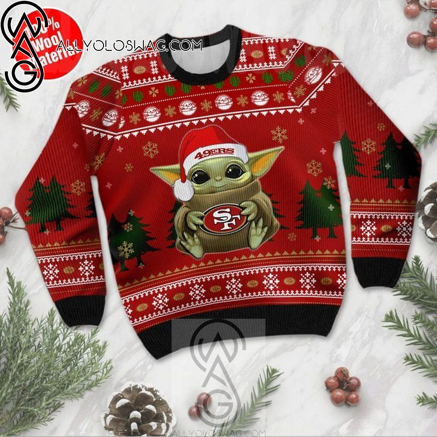 Baby Yoda San Francisco 49ers For Fans Holiday Party Ugly Christmas Sweater