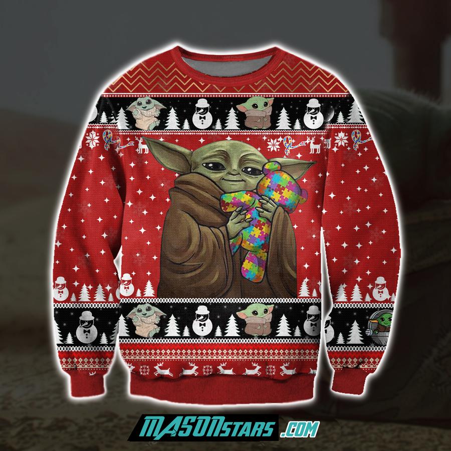 Baby Yoda With Puzzles Auti'm Ugly Sweater