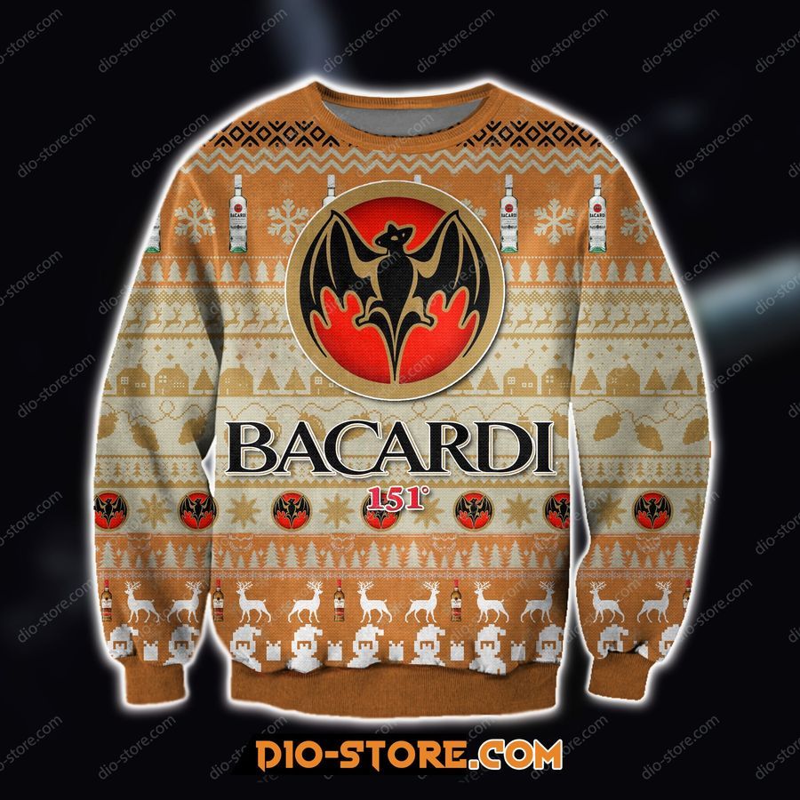 Bacardi Wine Knitting Pattern 3D Print Ugly Christmas Sweater 1492020 Hoodie All Over Printed Cint10301, All Over Print, 3D Tshirt, Hoodie, AOP shirt