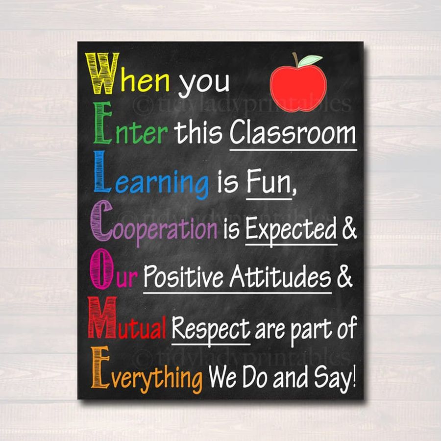 Back To School, Classroom Poster, When You Enter This Classroom Learning Is Fun Cooperation Is Expected Poster