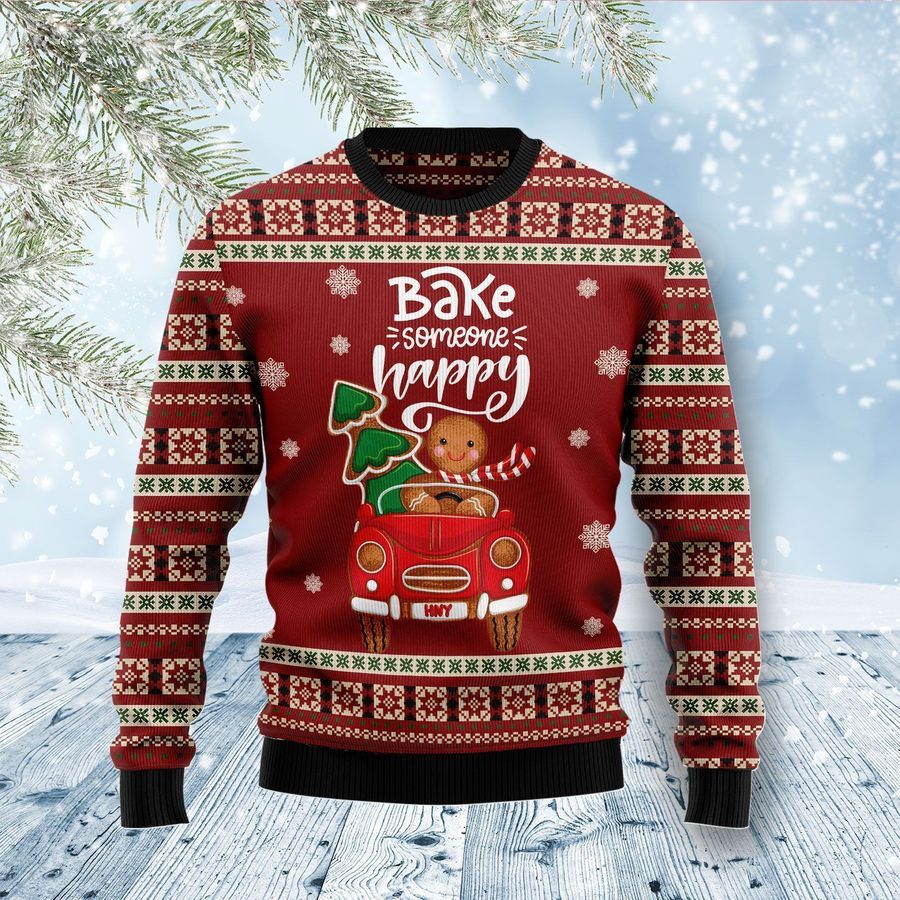 Bake Someone Happy Car Riding For Unisex Ugly Christmas Sweater