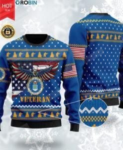 Bald Eagle Us Air Force Veteran For Unisex Ugly Christmas Sweater, All Over Print