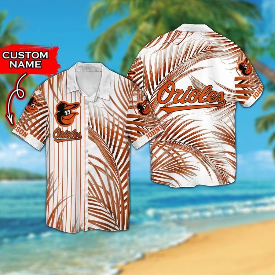 Baltimore Orioles Custom Personalized Short Sleeve Button Up Tropical Aloha Hawaiian Shirts For Men Women