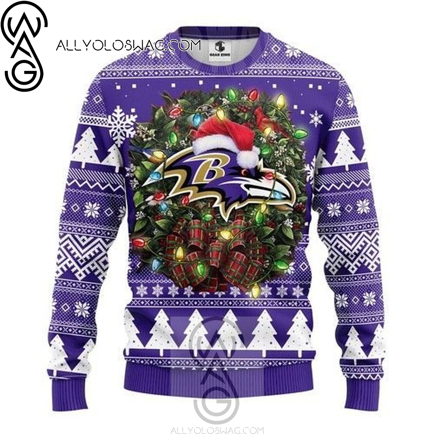 Baltimore Ravens Football Team Holiday Party Ugly Christmas Sweater