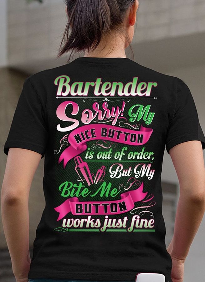 Bartender Works Just Fine T Shirt Black A8 Orxtj Size S Up To 5XL