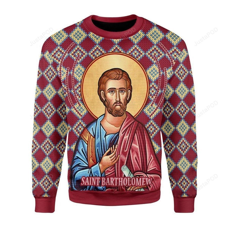 Bartholomew The Apostle Ugly Christmas Sweater All Over Print Sweatshirt