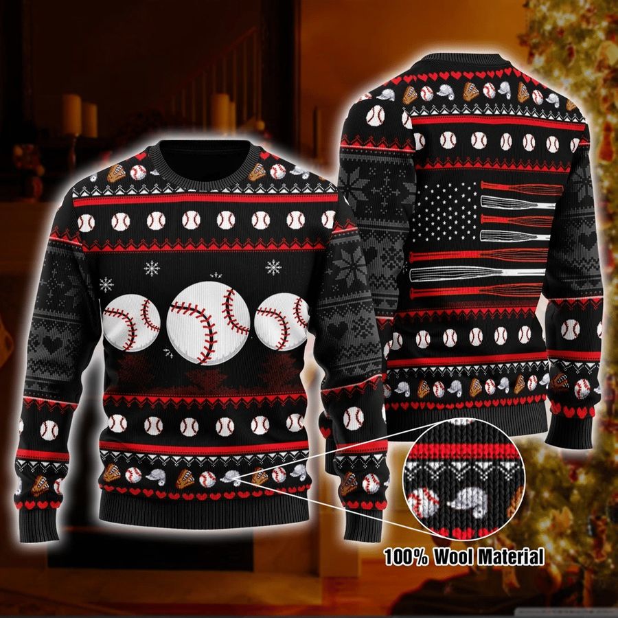 Baseball Balls Ugly Christmas Sweater - 134